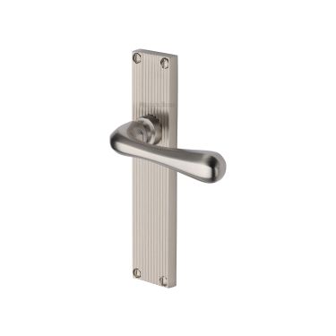 Click Here To Enlarge This Photo Of RR3010-SN Heritage Brass Charlbury Reeded Backplate Lever Latch Satin Nickel finish