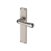 RR3010-SN Heritage Brass Charlbury Reeded Backplate Lever Latch Satin Nickel finish