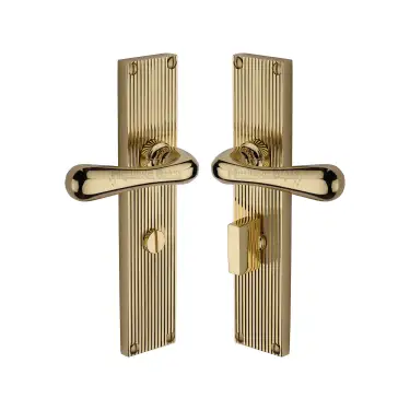 Click Here To Enlarge This Photo Of RR3030-PB Heritage Brass Charlbury Reeded Backplate Bathroom Set Polished Brass finish