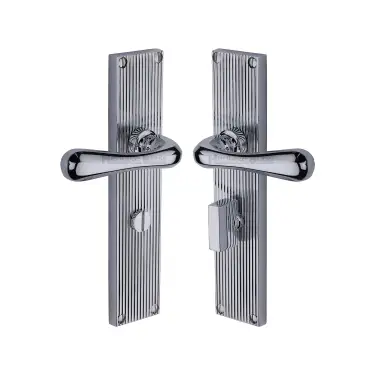 Click Here To Enlarge This Photo Of RR3030-PC Heritage Brass Charlbury Reeded Backplate Bathroom set Polished Chrome finish