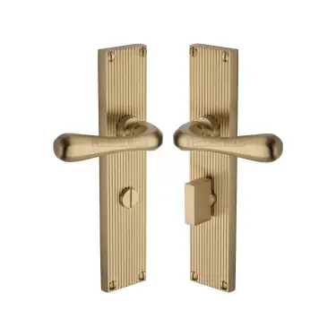 Click Here To Enlarge This Photo Of RR3030-SB Heritage Brass Charlbury Reeded Backplate Bathroom Set Satin Brass finish