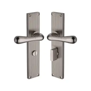 RR3030-SN Heritage Brass Charlbury Reeded Backplate Bathroom Set Satin Nickel finish