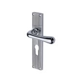 RR3048-PC Heritage Brass Charlbury Reeded Backplate Euro Profile Polished Chrome finish