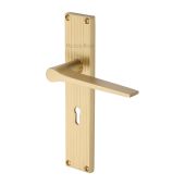 RR4700-SB Heritage Brass Gio Reeded Lever Lock Satin Brass finish