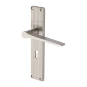 RR4700-SN Heritage Brass Gio Reeded Lever Lock Satin Nickel finish