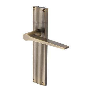 Click Here To Enlarge This Photo Of RR4710-AT Heritage Brass Gio Reeded Lever Latch Antique Brass finish