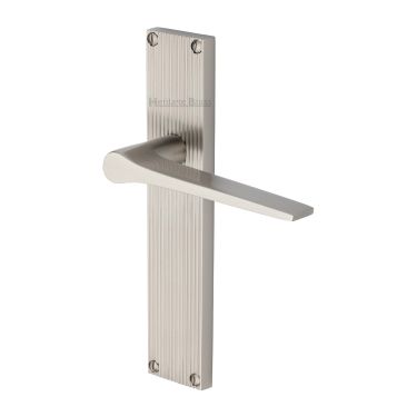 Click Here To Enlarge This Photo Of RR4710-SN Heritage Brass Gio Reeded Lever Latch Satin Nickel finish