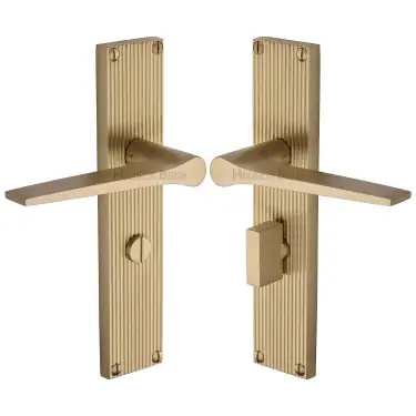 Click Here To Enlarge This Photo Of RR4730-SB Heritage Brass Gio Reeded Bathroom set Satin Brass finish