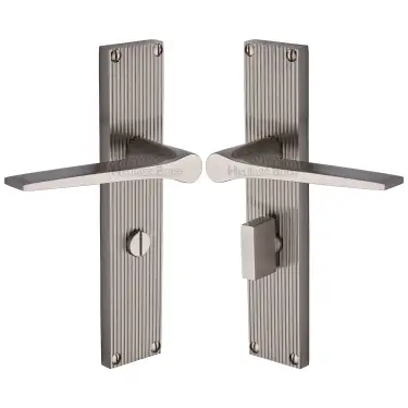 Click Here To Enlarge This Photo Of RR4730-SN Heritage Brass Gio Reeded Bathroom set Satin Nickel finish