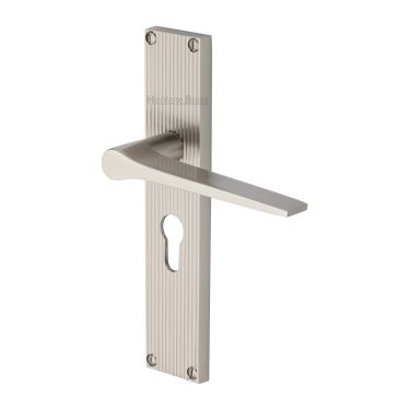 Click Here To Enlarge This Photo Of RR4748-SN Heritage Brass Gio Reeded Euro Profile Satin Nickel finish