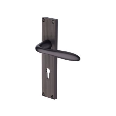 Click Here To Enlarge This Photo Of RR5000-MB Heritage Brass Sutton Reeded Backplate Lever Lock Matt Bronze finish