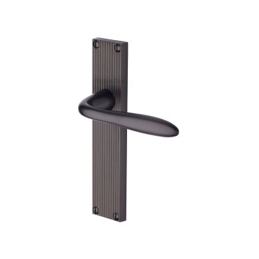 Click Here To Enlarge This Photo Of RR5010-MB Heritage Brass Sutton Reeded Backplate Lever Latch Matt Bronze finish