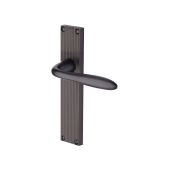 RR5010-MB Heritage Brass Sutton Reeded Backplate Lever Latch Matt Bronze finish