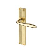 RR5010-PB Heritage Brass Sutton Reeded Backplate Lever Latch Polished Brass finish