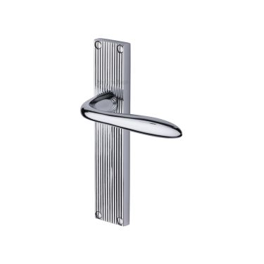 Click Here To Enlarge This Photo Of RR5010-PC Heritage Brass Sutton Reeded Lever Latch Polished Chrome finish
