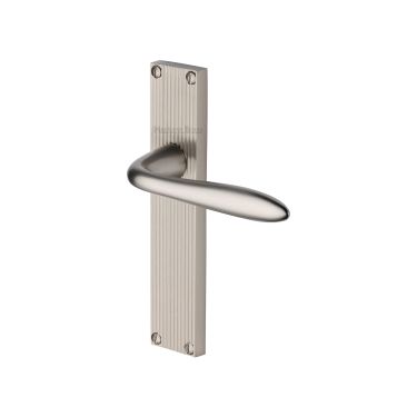 Click Here To Enlarge This Photo Of RR5010-SN Heritage Brass Sutton Reeded Backplate Lever Latch Satin Nickel finish
