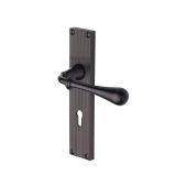 RR6000-MB Heritage Brass Roma Reeded Backplate Lever Lock Matt Bronze finish