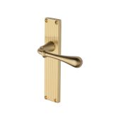 RR6010-SB Heritage Brass Roma Reeded Backplate Lever Latch Satin Brass finish