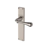 RR6010-SN Heritage Brass Roma Reeded Backplate Lever Latch Satin Nickel finish