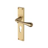 RR6048-SB Heritage Brass Roma Reeded Backplate Euro Profile Satin Brass finish