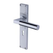 RR7300-PC Heritage Brass Bauhaus Reeded Lever Lock Polished Chrome finish