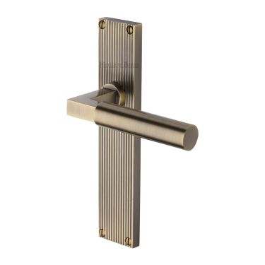 Click Here To Enlarge This Photo Of RR7310-AT Heritage Brass Bauhaus Reeded Backplate Lever Latch Antique Brass finish