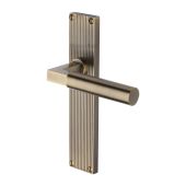 RR7310-AT Heritage Brass Bauhaus Reeded Backplate Lever Latch Antique Brass finish