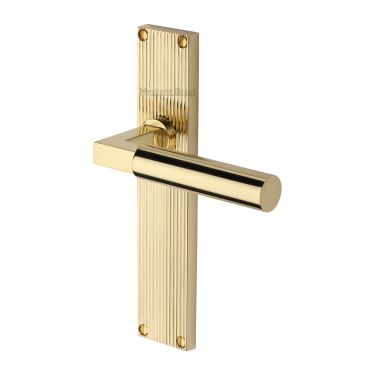 Click Here To Enlarge This Photo Of RR7310-PB Heritage Brass Bauhaus Reeded Backplate Lever Latch Polished Brass finish
