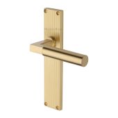 RR7310-SB Heritage Brass Bauhaus Reeded Backplate Lever Latch Satin Brass finish