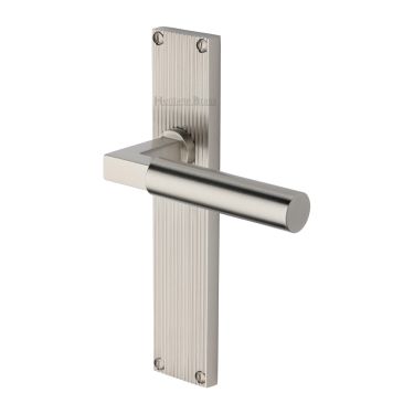 Click Here To Enlarge This Photo Of RR7310-SN Heritage Brass Bauhaus Reeded Backplate Lever Latch Satin Nickel finish
