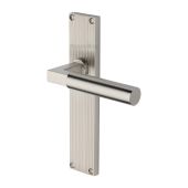 RR7310-SN Heritage Brass Bauhaus Reeded Backplate Lever Latch Satin Nickel finish