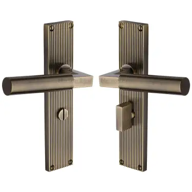 Click Here To Enlarge This Photo Of RR7330-AT Heritage Brass Bauhaus Reeded Backplate Bathroom Set Antique Brass finish