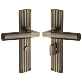RR7330-AT Heritage Brass Bauhaus Reeded Backplate Bathroom Set Antique Brass finish