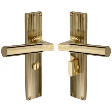 Click Here To Enlarge This Photo Of RR7330-PB Heritage Brass Bauhaus Reeded Backplate Bathroom Set Polished Brass finish