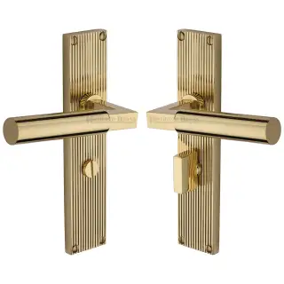 RR7330-PB Heritage Brass Bauhaus Reeded Backplate Bathroom Set Polished Brass finish