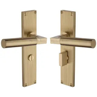 RR7330-SB Heritage Brass Bauhaus Reeded Backplate Bathroom Set Satin Brass finish