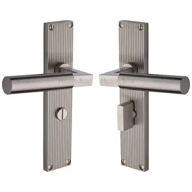 Click Here To Enlarge This Photo Of RR7330-SN Heritage Brass Bauhaus Reeded Backplate Bathroom Set Satin Nickel finish