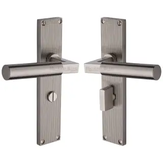 RR7330-SN Heritage Brass Bauhaus Reeded Backplate Bathroom Set Satin Nickel finish