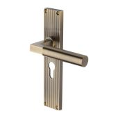 RR7348-AT Heritage Brass Bauhaus Reeded Backplate Europrofile Antique Brass finish