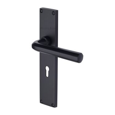 Click Here To Enlarge This Photo Of VT5900-BKMT Heritage Brass Octave Lever Lock Door Handle on 200mm Plate Matt Black finish