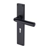 VT5900-BKMT Heritage Brass Octave Lever Lock Door Handle on 200mm Plate Matt Black finish