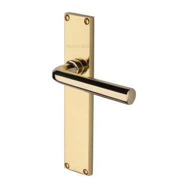 Click Here To Enlarge This Photo Of VT5910-PB Heritage Brass Octave Lever Latch Door Handle on 200mm Plate Polished Brass finish