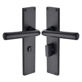 VT5930-BKMT Heritage Brass Octave Bathroom Set Door Handle on 200mm Plate Matt Black finish