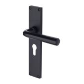 VT5948-BKMT Heritage Brass Octave Euro Profile Door Handle on 200mm Plate Matt Black finish