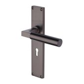 VT6300-MB Heritage Brass Bauhaus Lever Lock Door Handle on 200mm Plate Matt Bronze finish