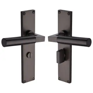 VT6330-MB Heritage Brass Bauhaus Bathroom Set Door Handle on 200mm Plate Matt Bronze finish