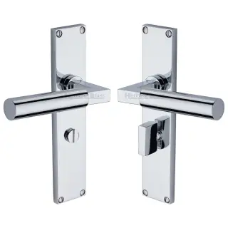 VT6330-PC Heritage Brass Bauhaus Bathroom Set Door Handle on 200mm Plate Polished Chrome finish