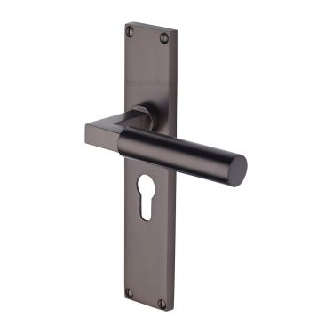 Click Here To Enlarge This Photo Of VT6348-MB Heritage Brass Bauhaus Euro Profile Door Handle on 200mm Plate Matt Bronze finish