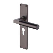 VT6348-MB Heritage Brass Bauhaus Euro Profile Door Handle on 200mm Plate Matt Bronze finish