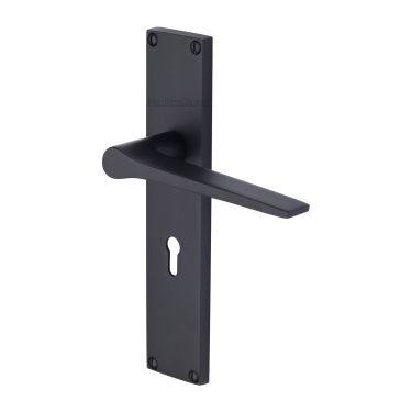 Click Here To Enlarge This Photo Of VT8100-BKMT Heritage Brass Gio Lever Lock Door Handle on 200mm Plate Matt Black finish